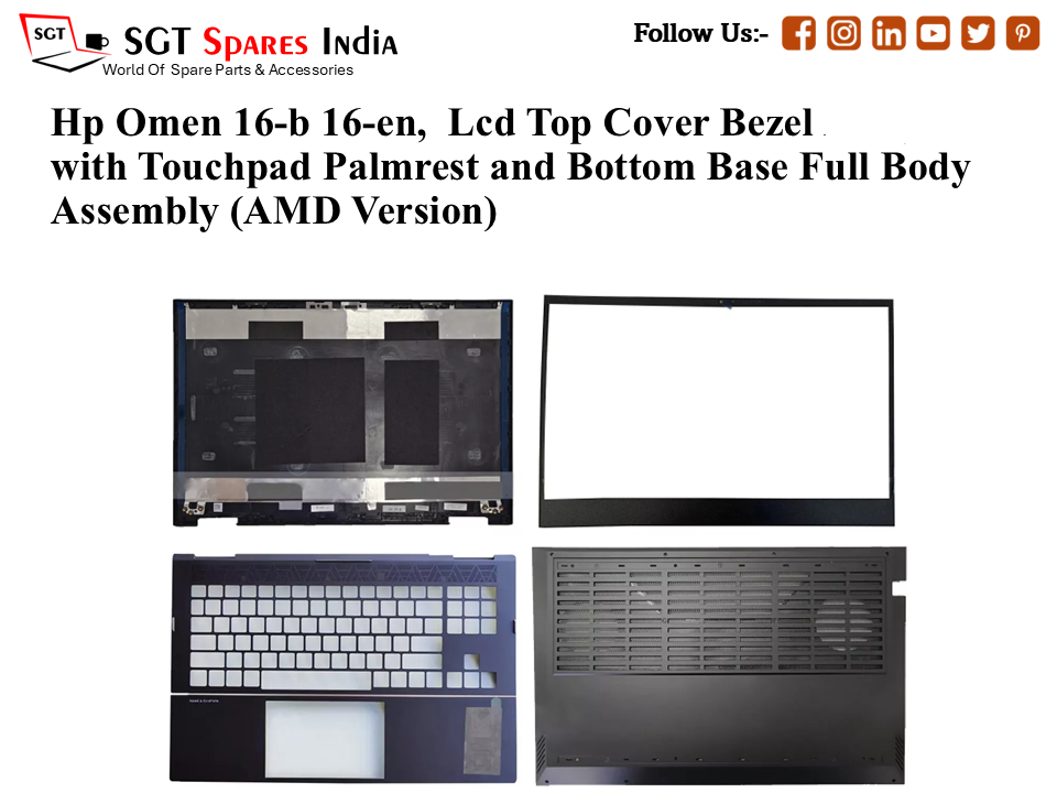 Hp Omen 16-b 16-en, Laptop Lcd Top Cover Bezel with Touchpad Palmrest and Bottom Base Full Body Assembly (AMD Version)