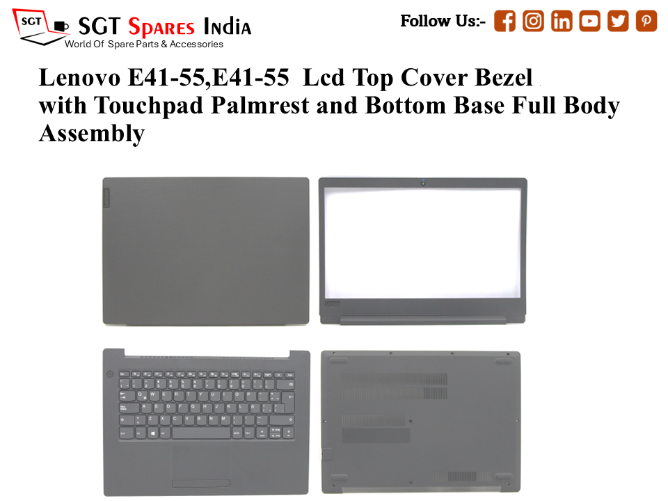 Lenovo E41-55,E41-55 Laptop Lcd Top Cover Bezel with Touchpad Palmrest and Bottom Base Full Body Assembly
