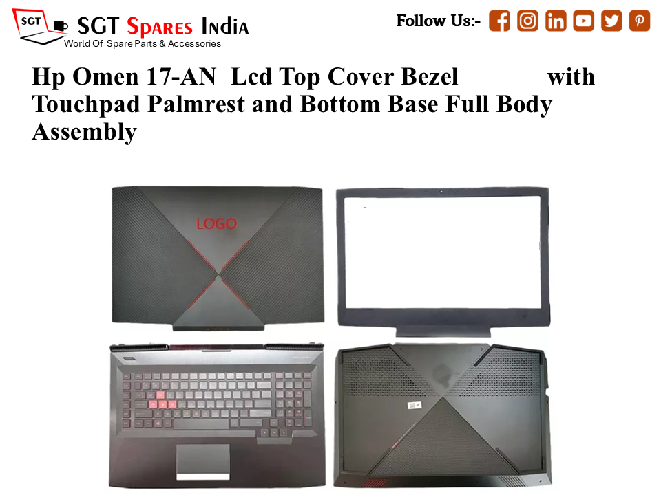 Hp Omen 17-AN Laptop Lcd Top Cover Bezel with Touchpad Palmrest and Bottom Base Full Body Assembly