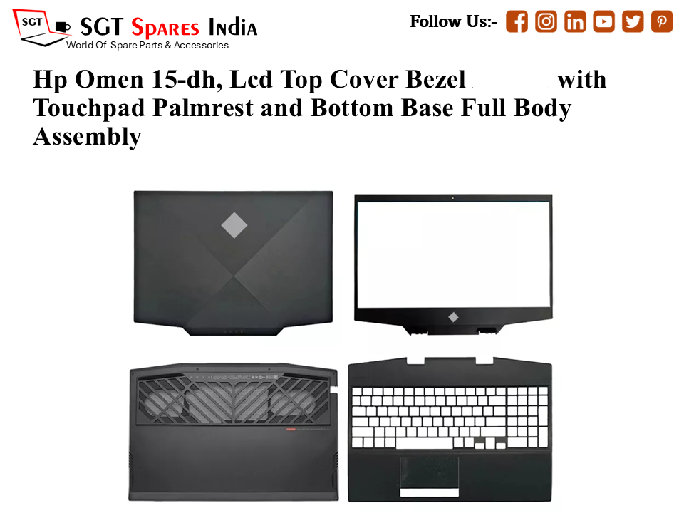 Hp Omen 15-dh, L72570-001 Laptop Lcd Top Cover Bezel with Touchpad Palmrest and Bottom Base Full Body Assembly