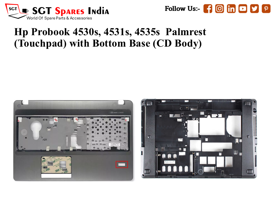 Hp Probook 4530s, 4531s, 4535s Palmrest (Touchpad) with Bottom Base (CD Body)