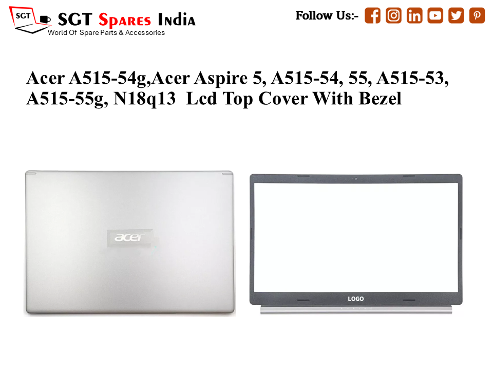 thumbnail image 2 of Acer Aspire A515-54G/55T/55G Laptop LCD Top Back Cover & Front Bezel Replacement – Silver, Model 60.HFQN7.002 2 of 11