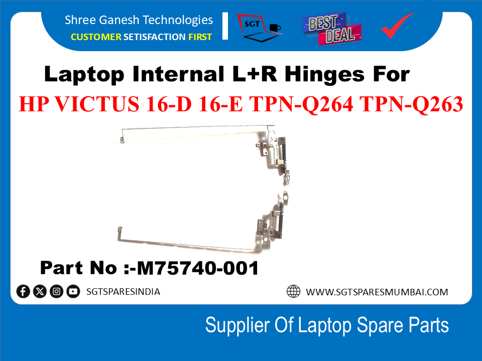 Laptop Internal L+R Hinges For HP VICTUS 16-D 16-E TPN-Q264 TPN-Q263 Part No :- M75740-001