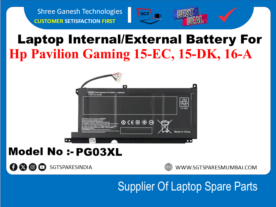 H-P PG03XL Internal Battery For Hp Pavilion Gaming 15-EC, 15-DK, 16-A