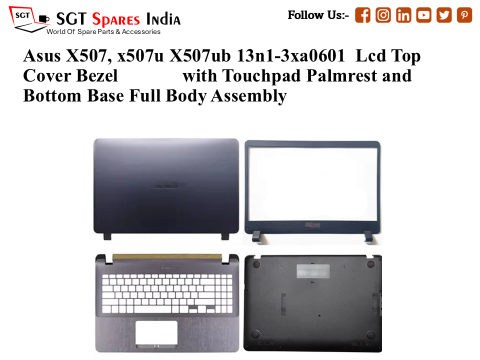 Asus X507, x507u X507ub 13n1-3xa0601 Laptop Lcd Top Cover Bezel with Touchpad Palmrest and Bottom Base Full Body Assembly