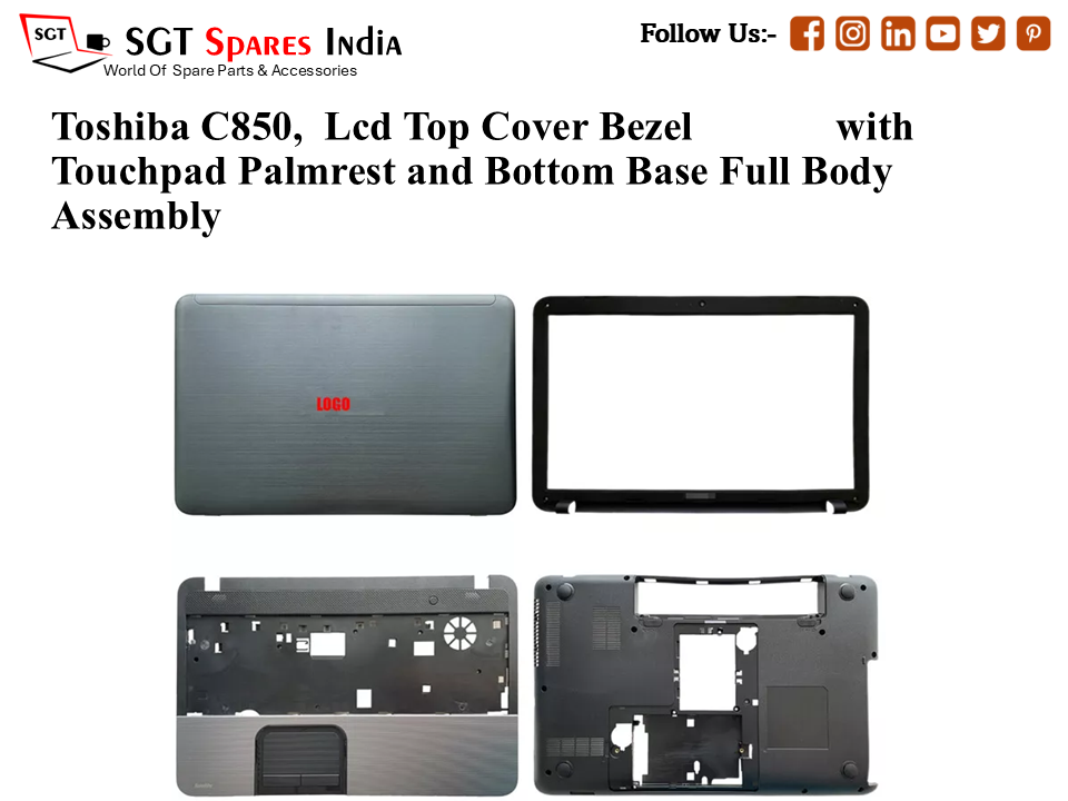 Toshiba C850, Laptop Lcd Top Cover Bezel with Touchpad Palmrest and Bottom Base Full Body Assembly