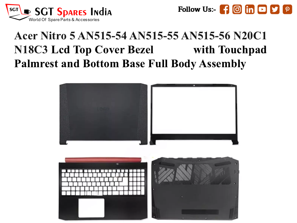 Acer Nitro 5 AN515-54 AN515-55 AN515-56 N20C1 N18C3 Laptop Lcd Top Cover Bezel with Touchpad Palmrest and Bottom Base Full Body Assembly