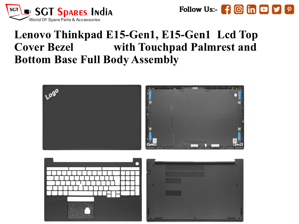 Lenovo Thinkpad E15-Gen1,E15-Gen1 Laptop Lcd Top Cover Bezel with Touchpad Palmrest and Bottom Base Full Body Assembly