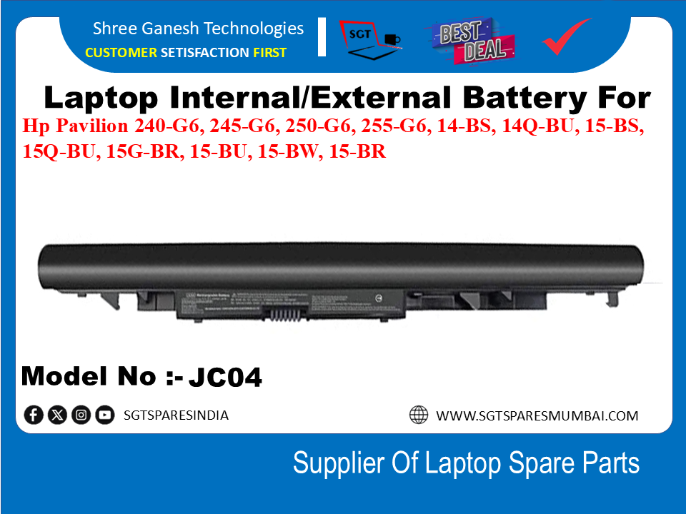 H-P JC04 External Battery For Hp Pavilion 240-G6, 245-G6, 250-G6, 255-G6, 14-BS, 14Q-BU, 15-BS, 15Q-BU, 15G-BR, 15-BU, 15-BW, 15-BR