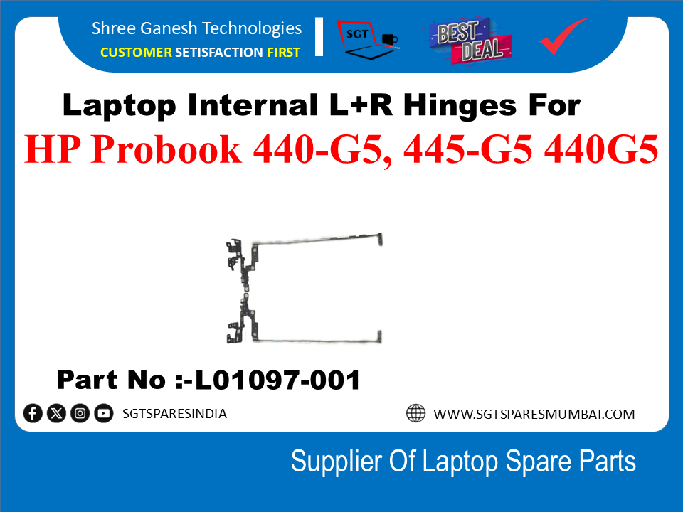 Laptop Internal L+R Hinges For HP Probook 440-G5, 445-G5 440G5 Part No :- L01097-001