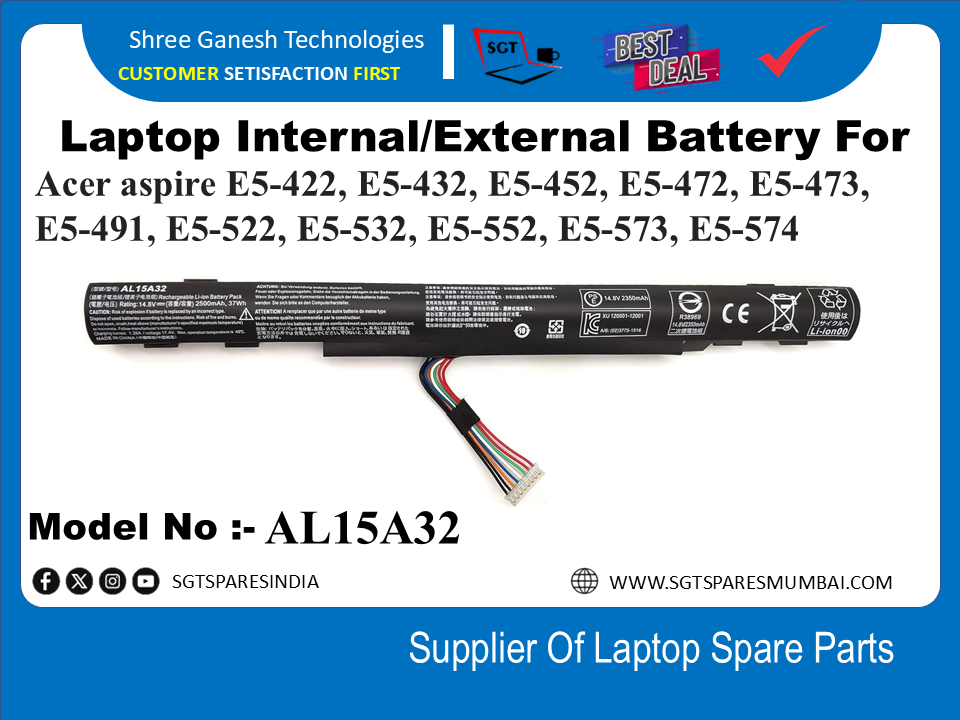 A-cer AL15A32 Internal Battery For Acer aspire E5-422, E5-432, E5-452, E5-472, E5-473, E5-491, E5-522, E5-532, E5-552, E5-573, E5-574
