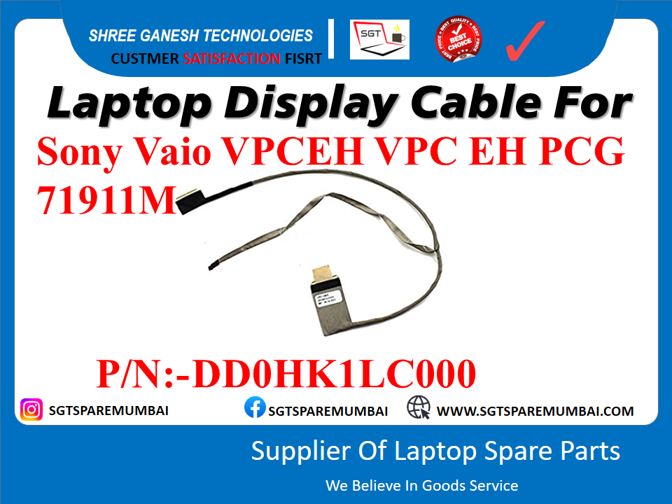 рд╕реЛрдиреА Vaio VPCEH VPC EH PCG 71911M рдХреЗ рд▓рд┐рдП рд▓реИрдкрдЯреЙрдк рдбрд┐рд╕реНрдкреНрд▓реЗ рдХреЗрдмрд▓тАв P/N:-DDOHK1LC000
