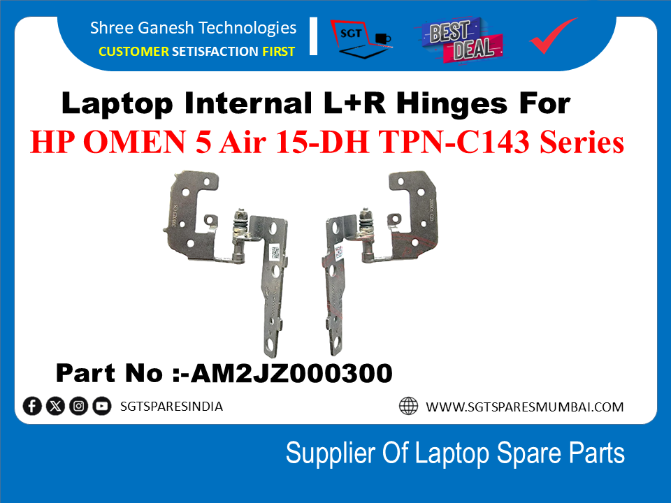 Laptop Internal L+R Hinges For HP OMEN 5 Air 15-DH TPN-C143 Series Part No :- AM2JZ000300