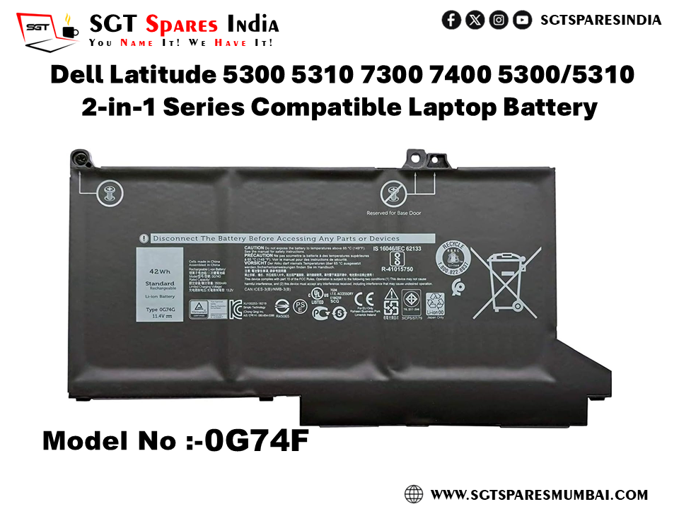 0G74F FOR Dell Latitude 5300 5310 7300 7400 5300/5310 2-in-1 Series Compatible Laptop Battery