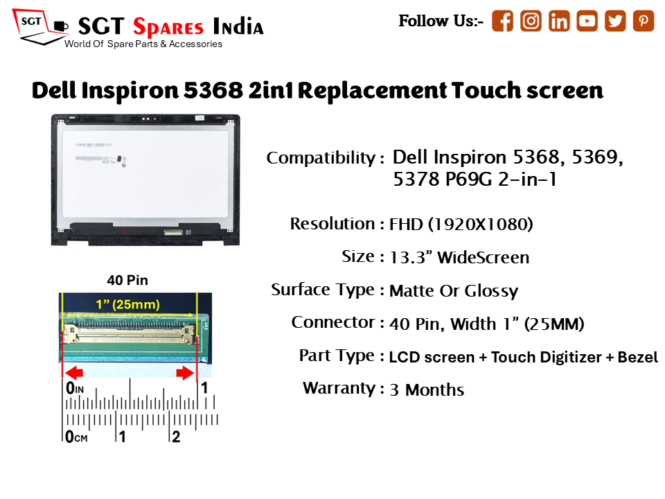 Dell Inspiron 5368 2in1 Replacement Touch screen