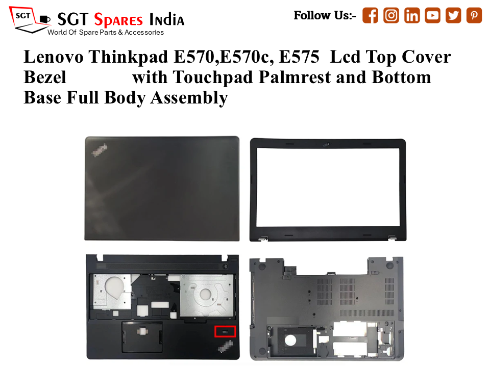 Lenovo Thinkpad E570,E570c, E575 Laptop Lcd Top Cover Bezel with Touchpad Palmrest and Bottom Base Full Body Assembly