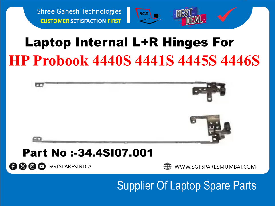 Laptop Internal L+R Hinges For HP Probook 4440S 4441S 4445S 4446S Part No :-34.4SI07.001