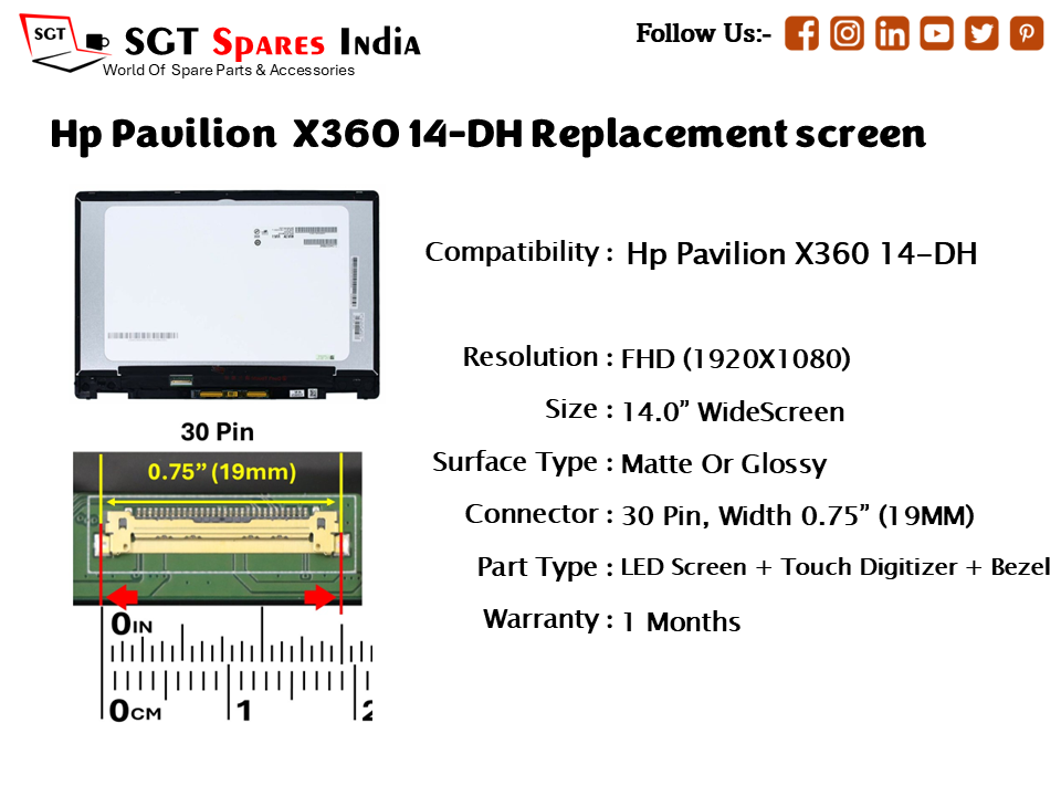 Hp Pavilion X360 14-DH Replacement Touch screen