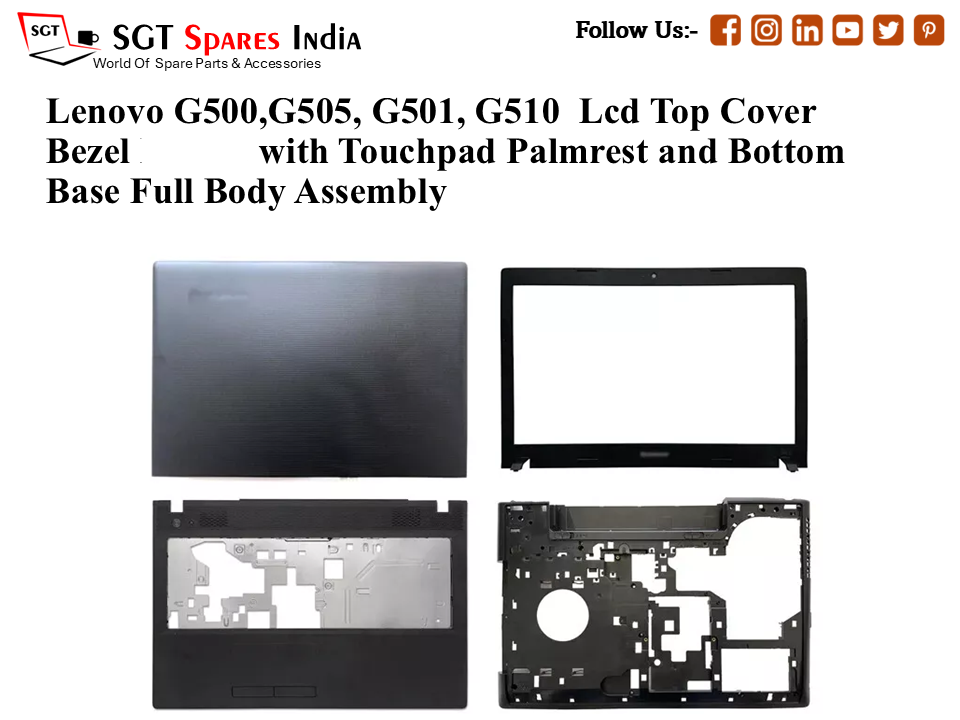 Lenovo G500,G505, G501, G510 Laptop Lcd Top Cover Bezel with Touchpad Palmrest and Bottom Base Full Body Assembly