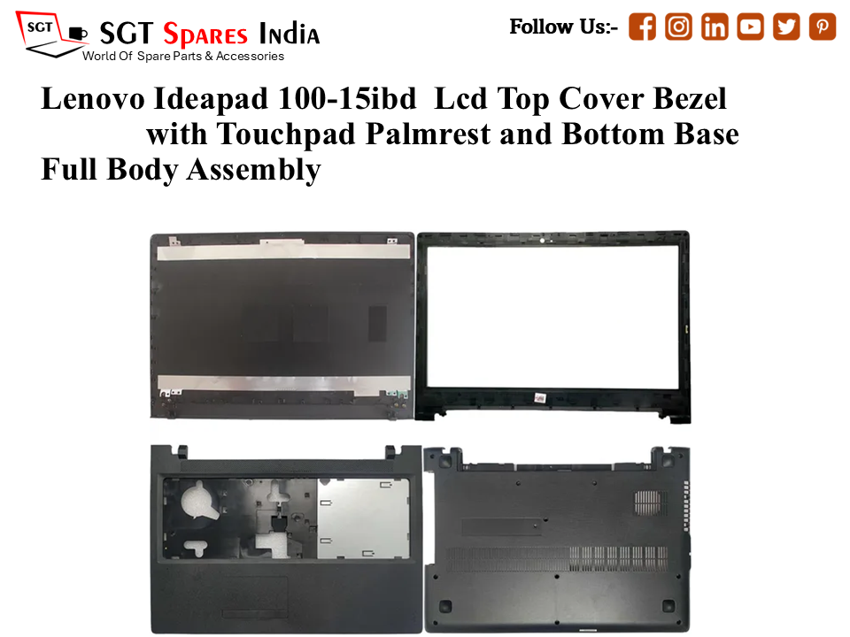 Lenovo Ideapad 100-15ibd Laptop Lcd Top Cover Bezel with Touchpad Palmrest and Bottom Base Full Body Assembly