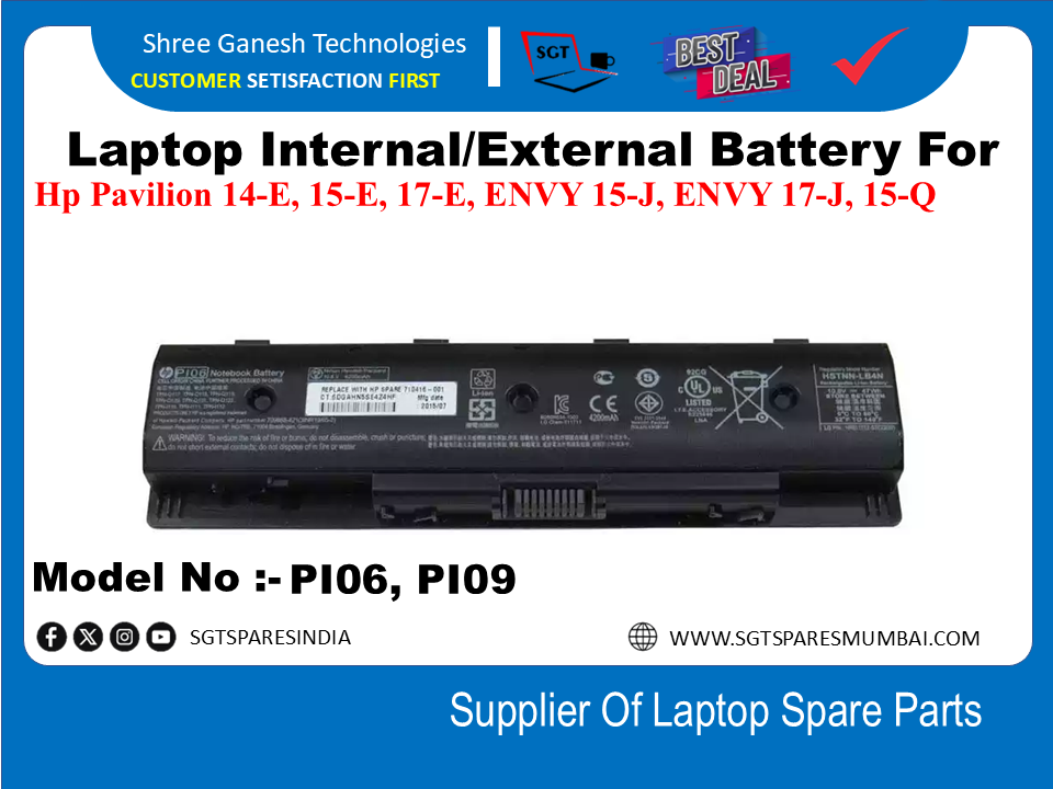 H-P PI06, PI09 External Battery For Hp Pavilion 14-E, 15-E, 17-E, ENVY 15-J, ENVY 17-J, 15-Q
