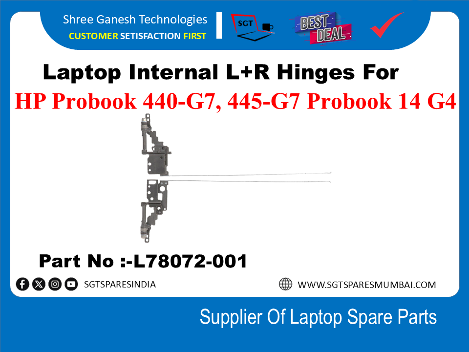 Laptop Internal L+R Hinges For HP Probook 440-G7, 445-G7 Probook 14 G4 Part No :- L78072-001