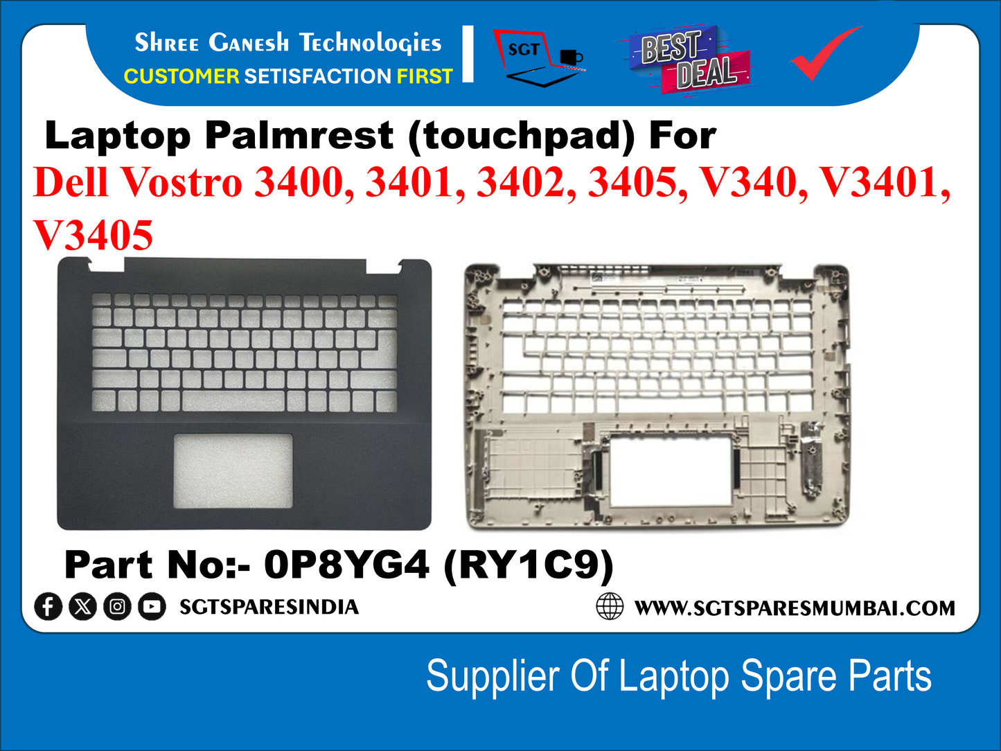Dell Vostro 3400, 3401, 3402, 3405, V340, V3401, V3405 рдХреЗ рд▓рд┐рдП рд▓реИрдкрдЯреЙрдк рдкрд╛рдорд░реЗрд╕реНрдЯ (рдЯрдЪрдкреИрдб) рднрд╛рдЧ рд╕рдВрдЦреНрдпрд╛:- 0P8YG4 (RY1C9)