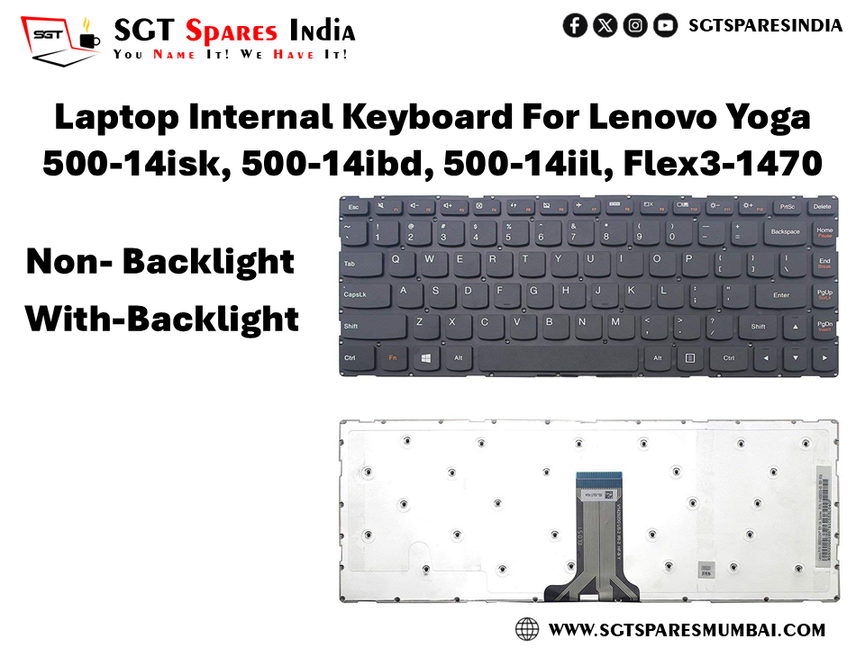 Laptop Internal Keyboard For Lenovo Yoga 500-14isk, 500-14ibd, 500-14iil, Flex3-1470 With-Backlight Non- Backlight