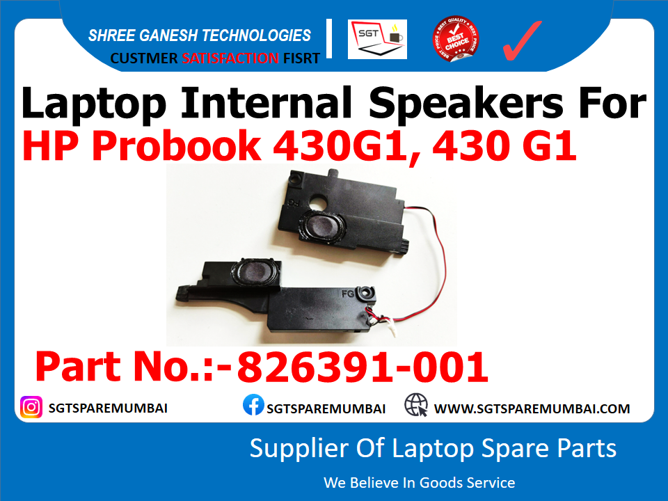 Laptop Internal Speakers For HP Probook 430G1, 430-G1 Part No.:-826391-001