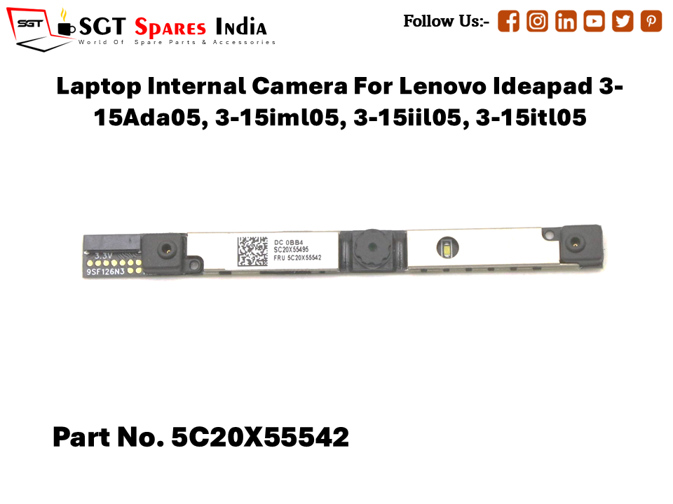 Laptop Internal Camera For Lenovo Ideapad 3-15Ada05, 3-15iml05, 3-15itl05 Part No. 5C20X55542