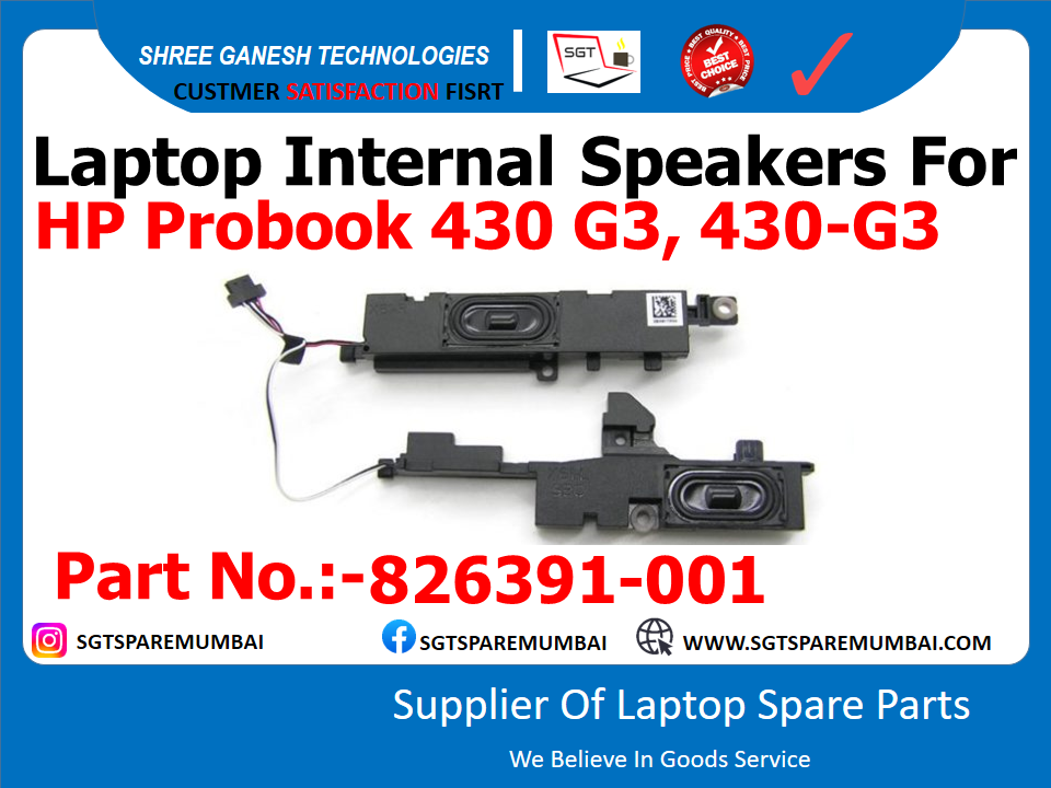 Laptop Internal Speakers For HP Probook 430-G3, 430-G3 Part No.:-826391-001