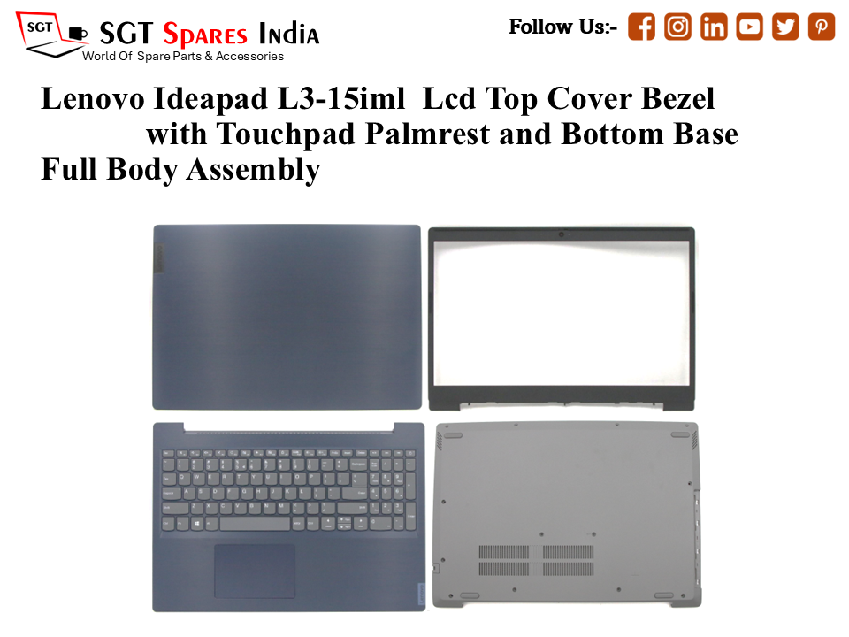 Lenovo Ideapad L3-15iml Laptop Lcd Top Cover Bezel with Touchpad Palmrest and Bottom Base Full Body Assembly