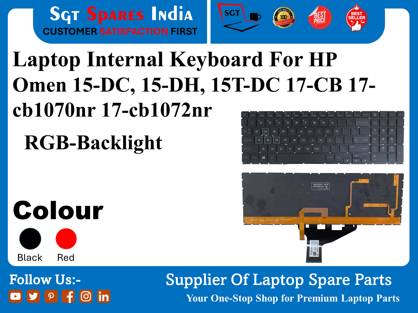 HP Omen 15-DC, 15-DH, 15T-DC 17-CB 17- cb1070nr 17-cb1072nr RGB-बैकलाइट रंग काला लाल के लिए लैपटॉप आंतरिक कीबोर्ड