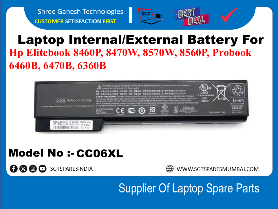 H-P CC06XL External Battery For Hp Elitebook 8460P, 8470W, 8570W, 8560P, Probook 6460B, 6470B, 6360B