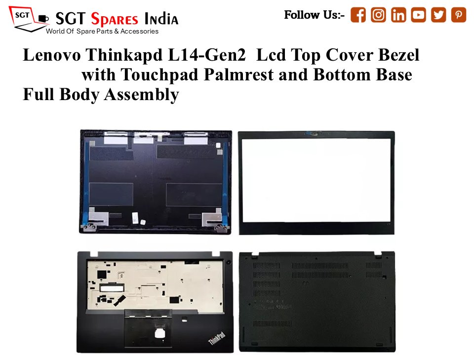 Lenovo Thinkapd L14-Gen2 Laptop Lcd Top Cover Bezel with Touchpad Palmrest and Bottom Base Full Body Assembly