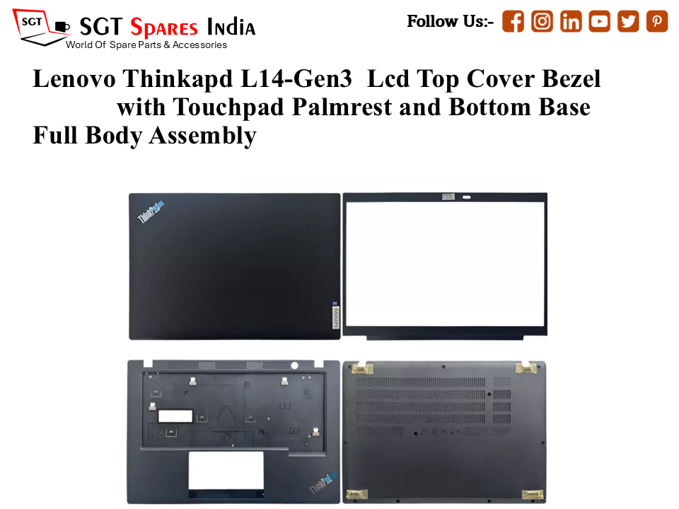 Lenovo Thinkapd L14-Gen3 Laptop Lcd Top Cover Bezel with Touchpad Palmrest and Bottom Base Full Body Assembly