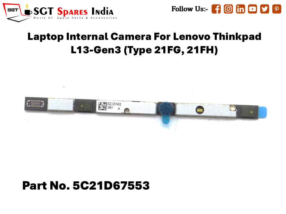 Laptop Internal Camera For Lenovo Thinkpad L13-Gen3 (Type 21FG, 21FH) Part No. 5C21D67553