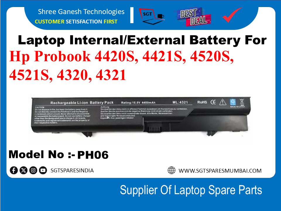 H-P PH06 External Battery For Hp Probook 4420S, 4421S, 4520S, 4521S, 4320, 4321