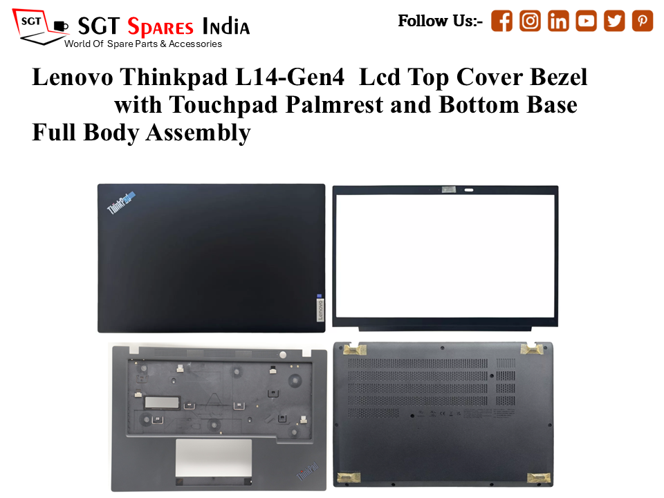 Lenovo Thinkpad L14-Gen4 Laptop Lcd Top Cover Bezel with Touchpad Palmrest and Bottom Base Full Body Assembly