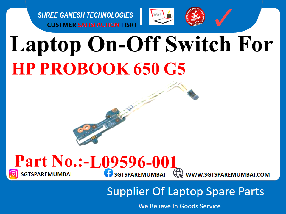 HP PROBOOK 650 G5 рдкрд╛рд░реНрдЯ рдирдВрдмрд░ рдХреЗ рд▓рд┐рдП рд▓реИрдкрдЯреЙрдк рдСрди-рдСрдл рд╕реНрд╡рд┐рдЪ:-L09596-001