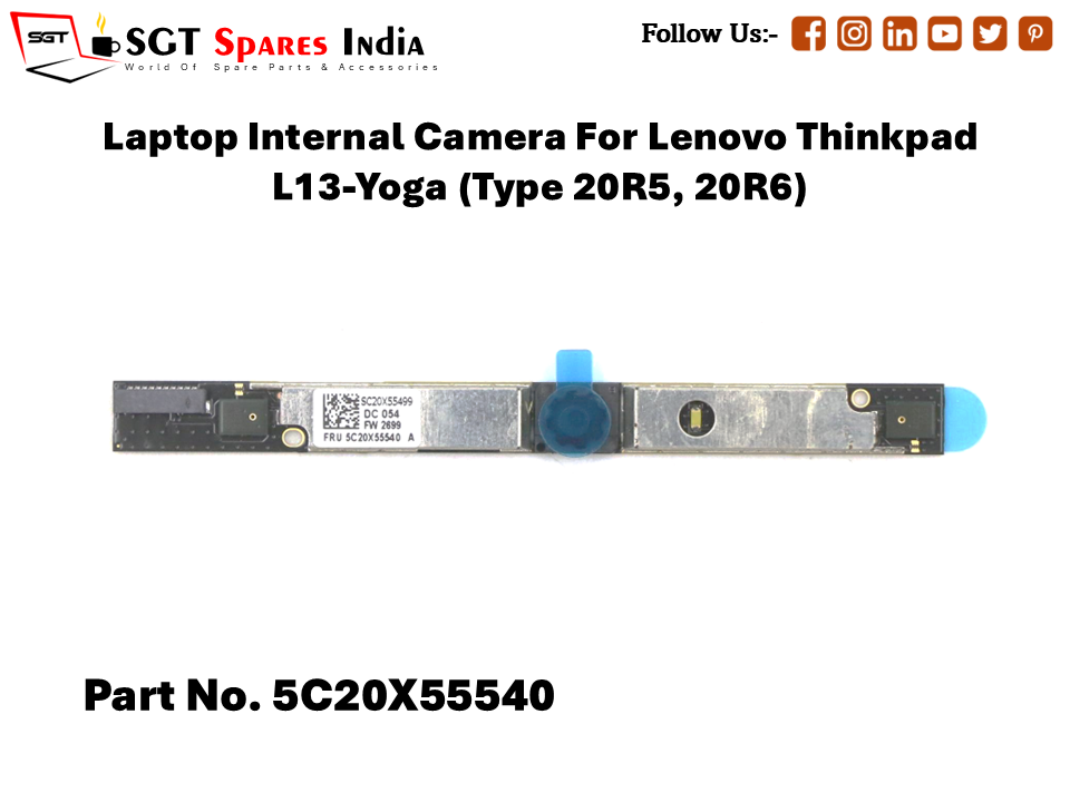 Laptop Internal Camera For Lenovo Thinkpad L13-Yoga (Type 20R5, 20R6) Part No. 5C20X55540