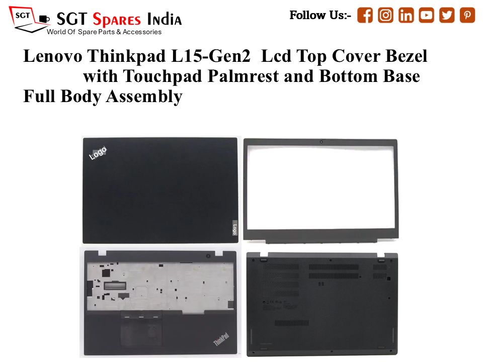 Lenovo Thinkpad L15-Gen2 Laptop Lcd Top Cover Bezel with Touchpad Palmrest and Bottom Base Full Body Assembly