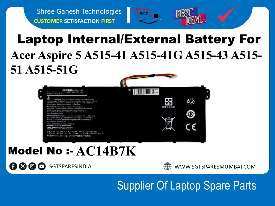 A-cer AC14B7K Internal Battery For Acer Aspire 5 A515-41 A515-41G A515-43 A515-51 A515-51G