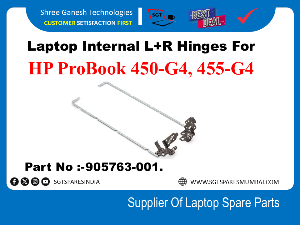 Laptop Internal L+R Hinges For HP ProBook 450-G4, 455-G4 Part No :- 905763-001.