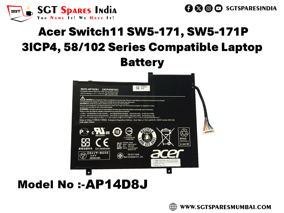 AP14D4J FOR Acer Switch11 SW5-171, SW5-171P 3ICP4, 58/102 Series Compatible Laptop Battery