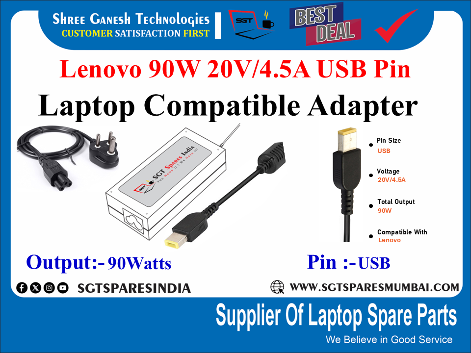 Lenovo 90W 20V/4.5A USB Pin laptop compatile adapter