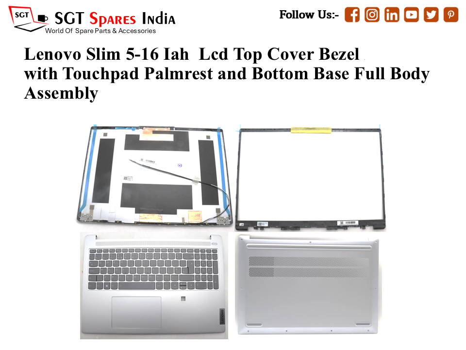 Lenovo Slim 5-16 Iah Laptop Lcd Top Cover Bezel with Touchpad Palmrest and Bottom Base Full Body Assembly