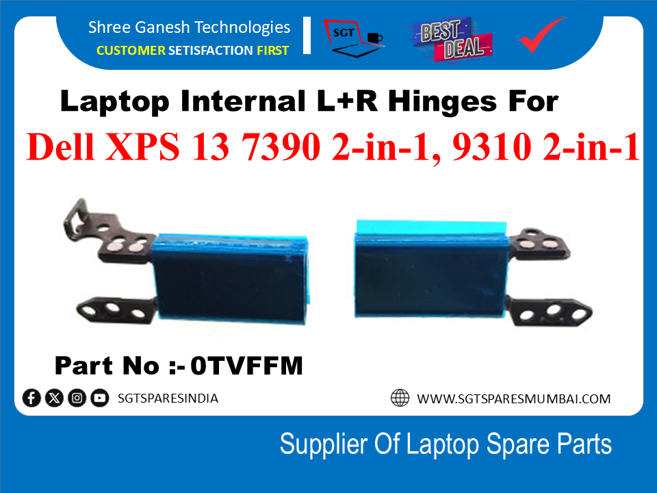 Laptop Internal L+R Hinges For Dell XPS 13 7390 2-in-1, 9310 2-in-1 Part No:-0TVFFM