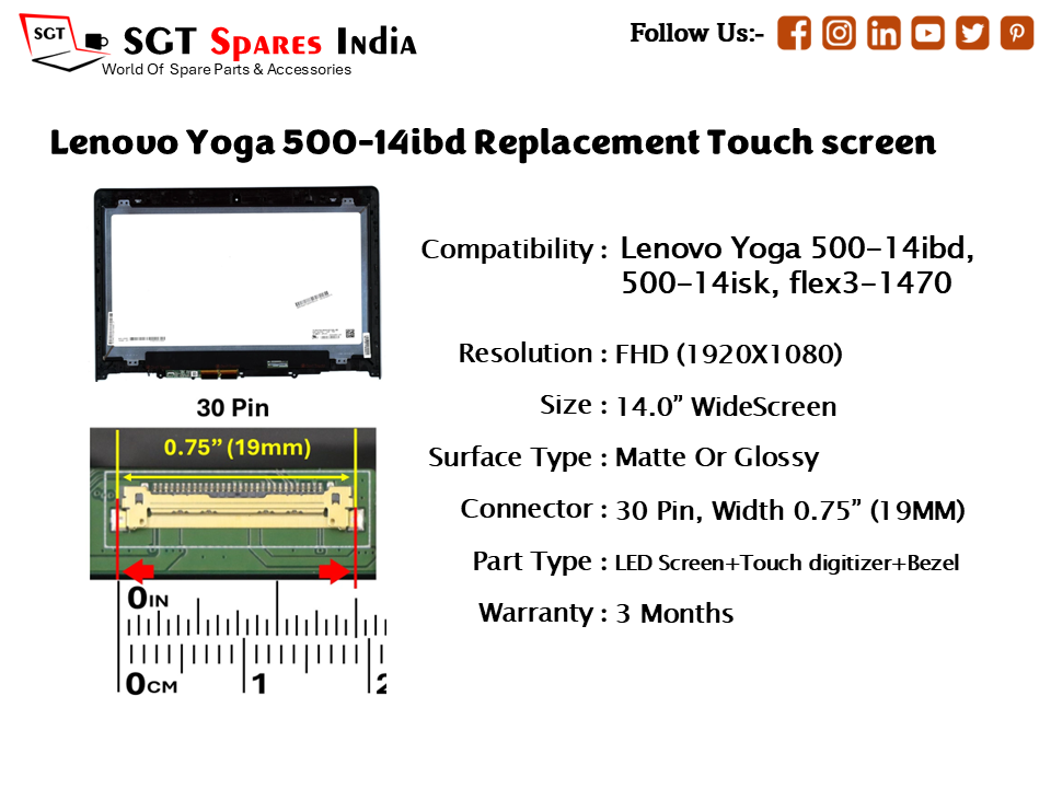 Lenovo Yoga 500-14ibd Replacement Touch screen