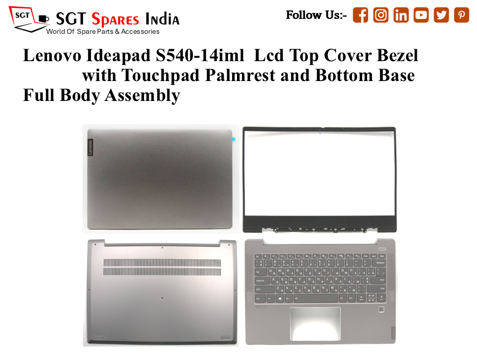 Lenovo Ideapad S540-14iml Laptop Lcd Top Cover Bezel with Touchpad Palmrest and Bottom Base Full Body Assembly